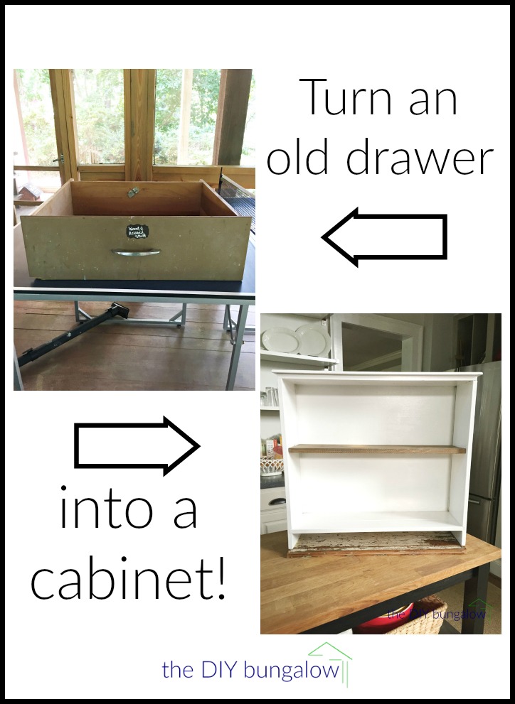 How to turn an old drawer into a cabinet - thediybungalow.com