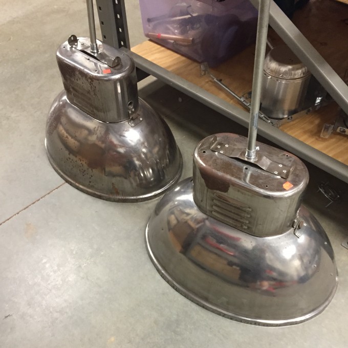 Industrial lights at the ReStore - Five ways to add industrial style to your home - thediybungalow.com