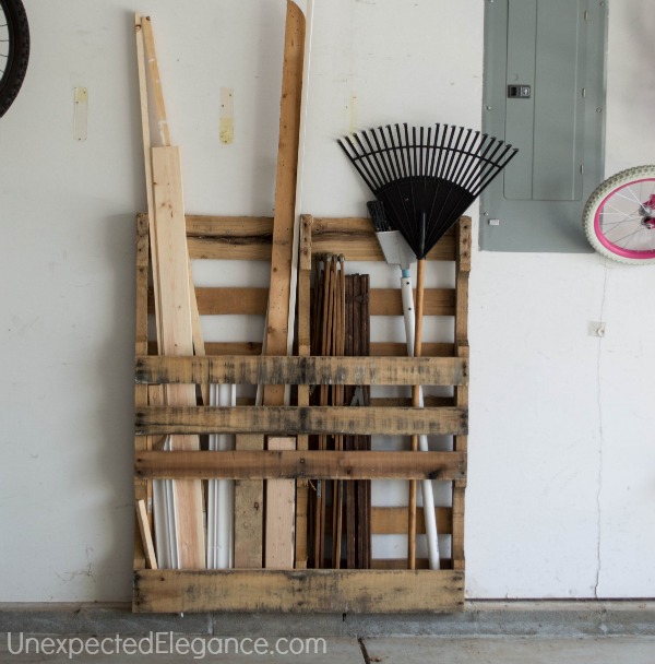 Unexpected Elegance Pallet to organize wood pieces - tool storage shed inspiration - thediybungalow.com