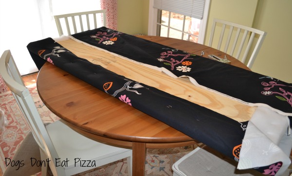 upholstering headboard at Dogs Don't Eat Pizza