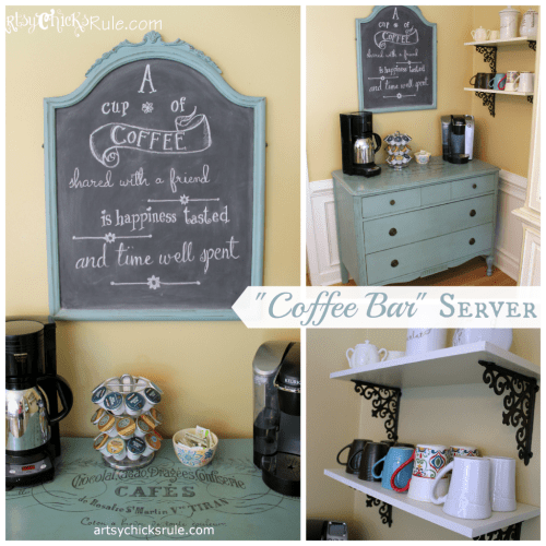 Coffee-Bar-Station-Annie-Sloan-Chalk-Paint-with-Shelves-Artsy Chicks Rule