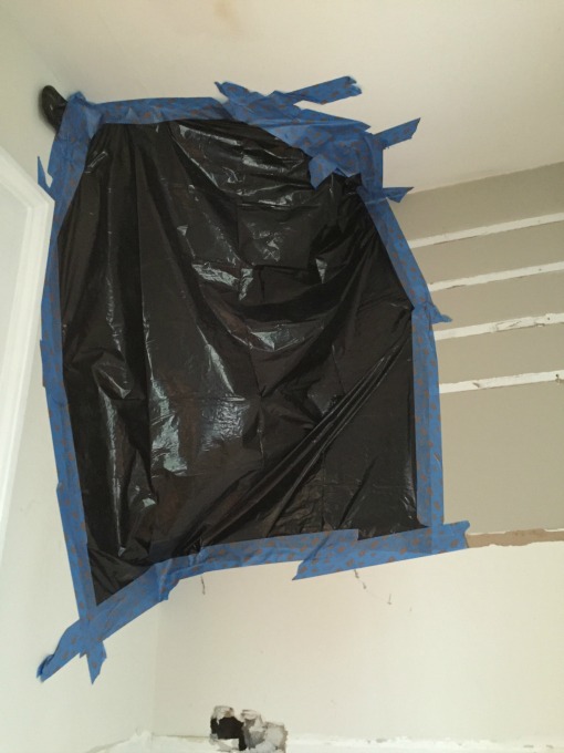 garbage bag and tape over mold - thediybungalow.com