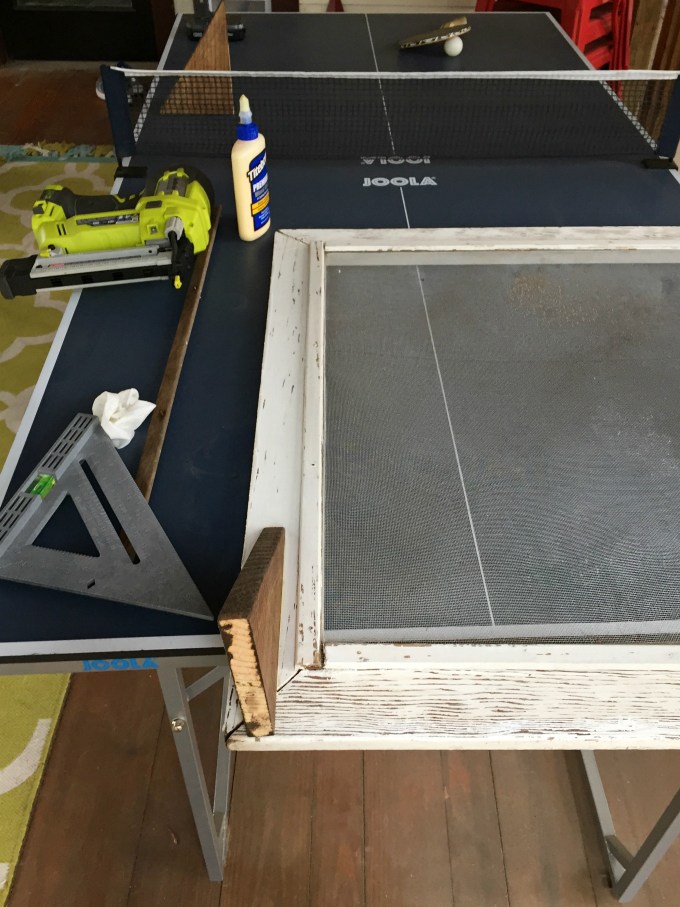 Used my RYOBI stapler to attach supports to DIY fireplace screen - thediybungalow.com