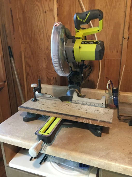 Cutting the base to size using miter saw - thediybungalow.com