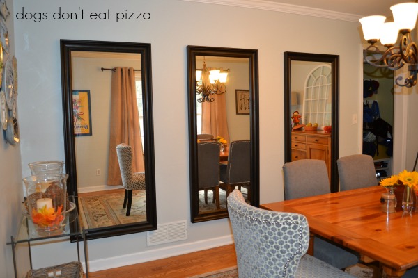 Using three large mirrors to decorate a big blank wall - thediybungalow.com