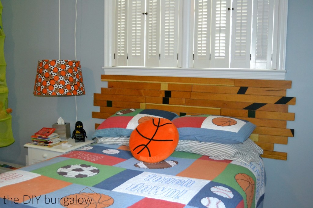DIY Headboard from an Old Gym&nbsp;Floor