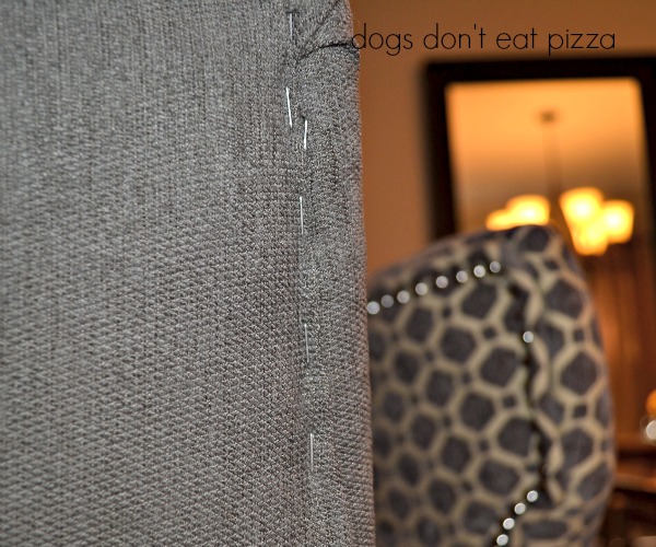 Cover the back cushion - how to reupholster parsons chairs - thediybungalow.com