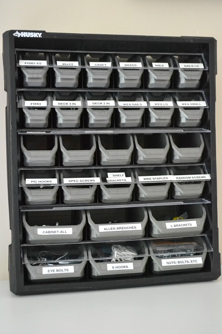 Organizer for nails screws and hardware - organized home office - thediybungalow.com
