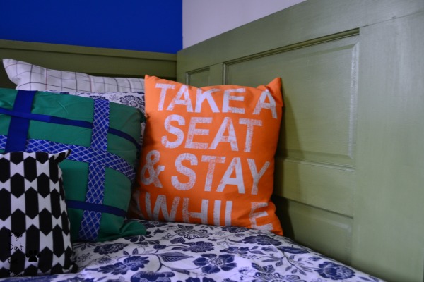 take a seat pillow - guest room - Dogs Don't Eat Pizza