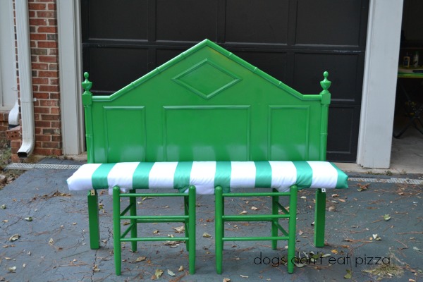 finished headboard bench front view - Dogs Don't Eat Pizza