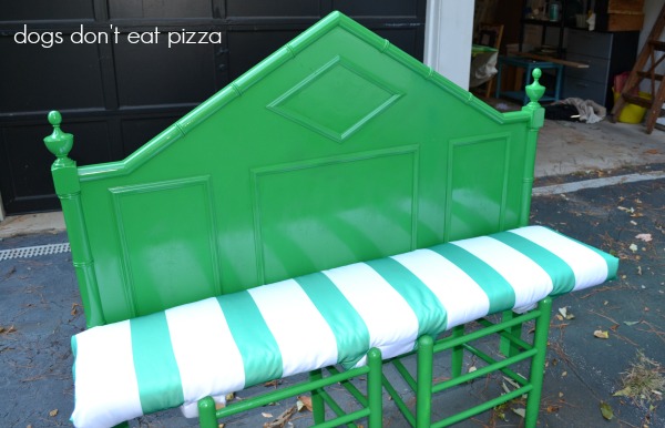 Finished bench from headboard - top five tips for shopping at thrift stores - Dogs Don't Eat Pizza