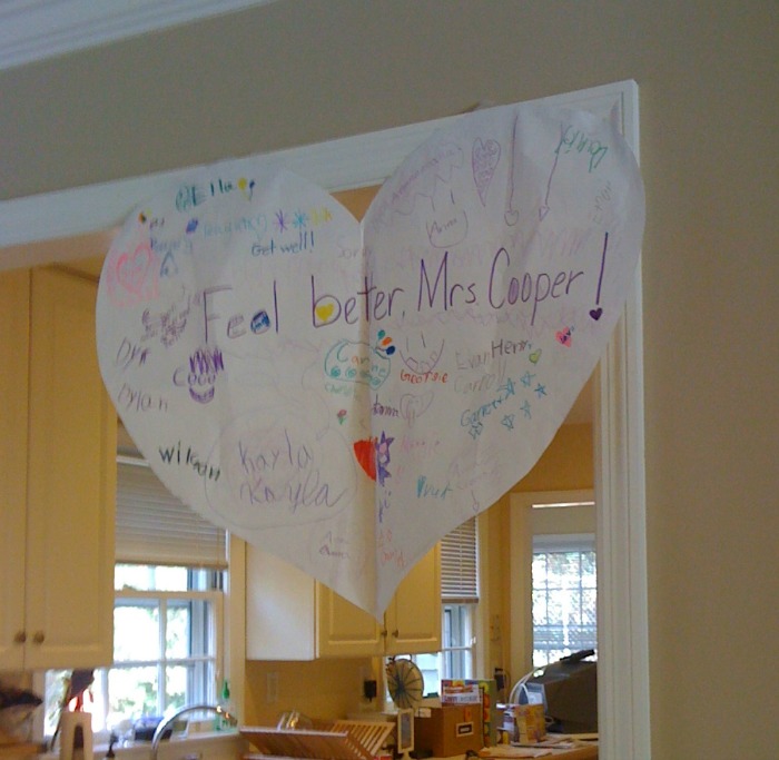 big heart shaped sign when broke leg - Dogs Don't Eat Pizza