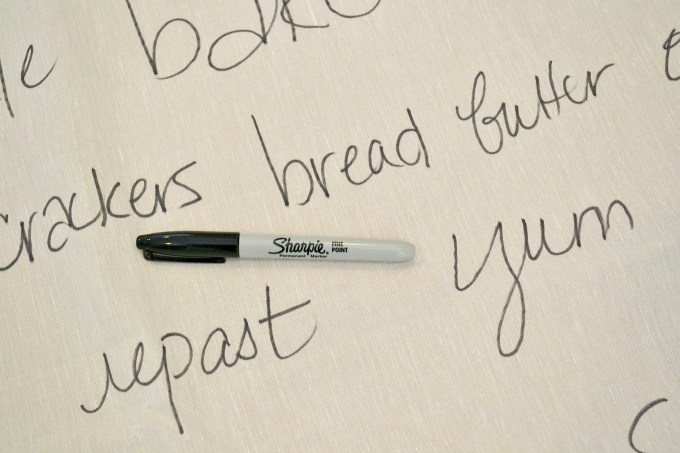 Write food-related words on DIY custom curtains with Sharpie - thediybungalow.com