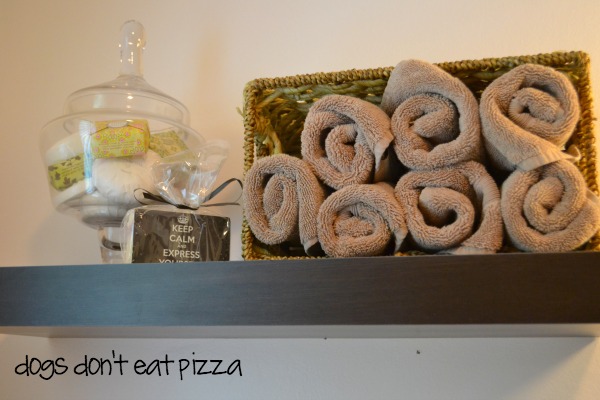 apothecary jar with soaps and basket - five favorite design tips - Dogs Don't Eat Pizza