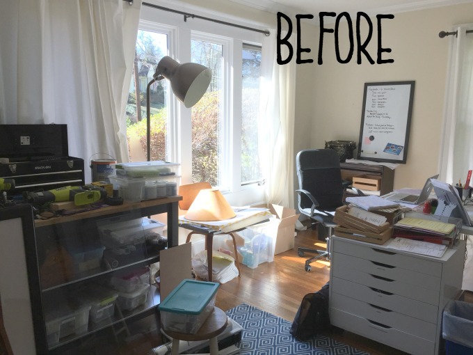 Before picture of home office - organized home office - thediybungalow.com