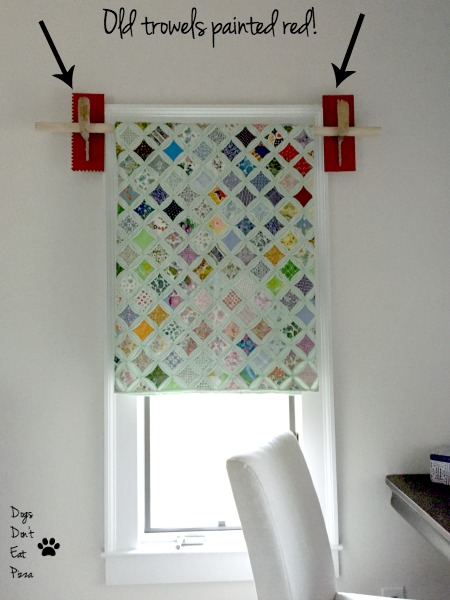 trowels as window treatment holder - guest room - Dogs Don't Eat Pizza