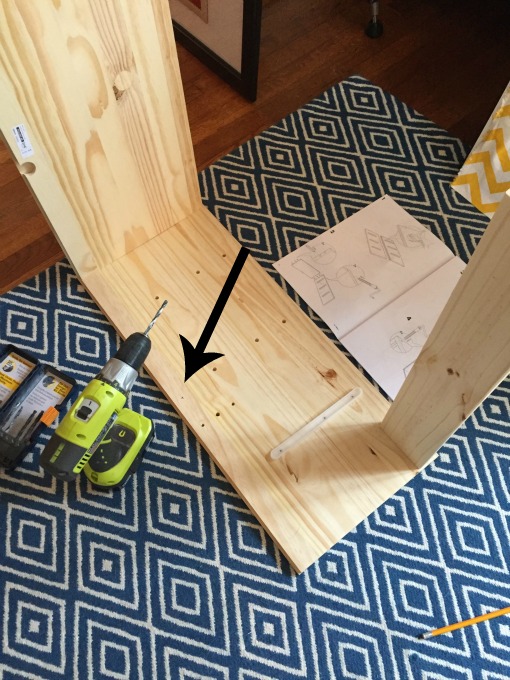 drill hole for new support - IKEA Rast Hack - thediybungalow.com