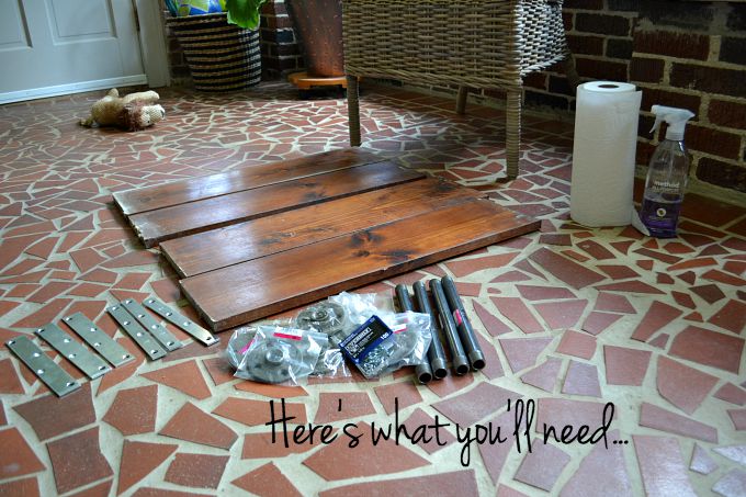 Supplies needed for DIY two-tiered coffee table - Dogs Don't Eat Pizza