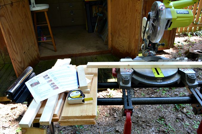Miter saw outside the shed - thediybungalow.com