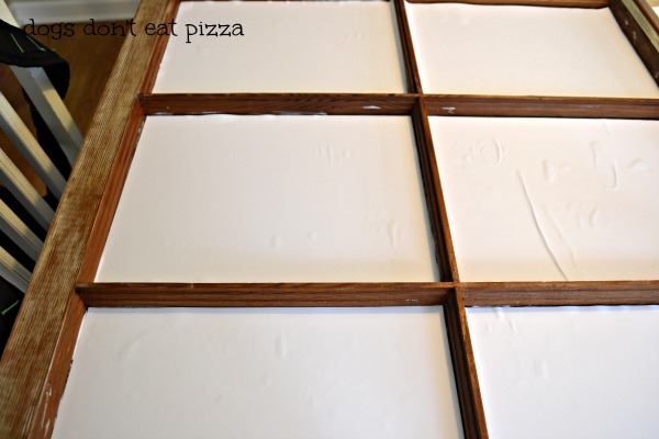 Glued paper to panes updating window memo board - thediybungalow.com