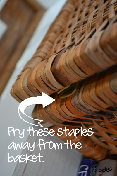 the basket is held together with just staples - hide cords - Dogs Don't Eat Pizza