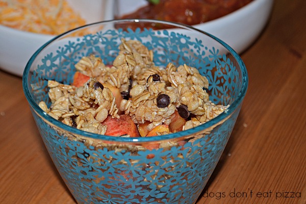Peaches (or any fruit) and granola - back to school snacks - Dogs Don't Eat Pizza